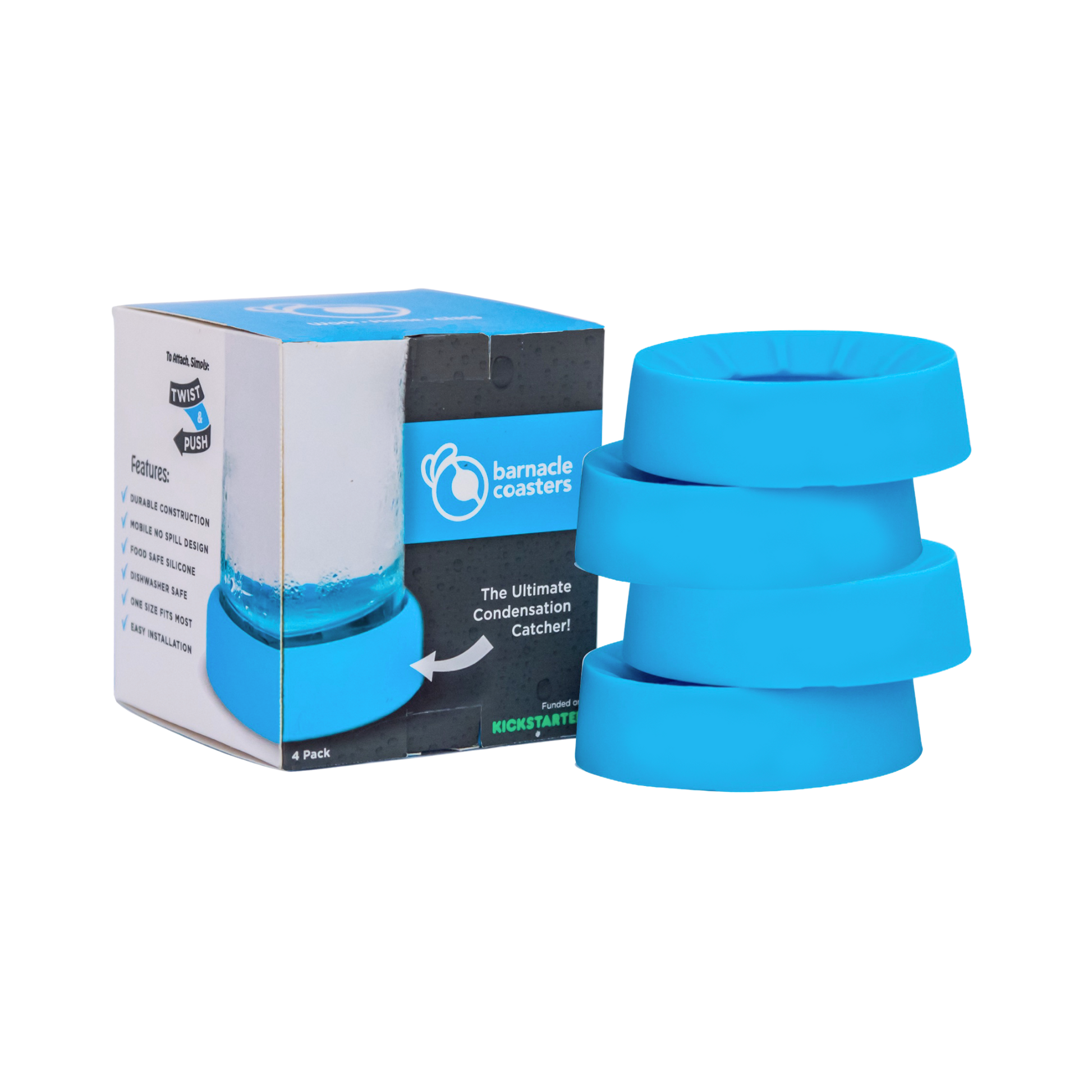 Barnacle Coasters: 4 Pack - Blue (Blank)